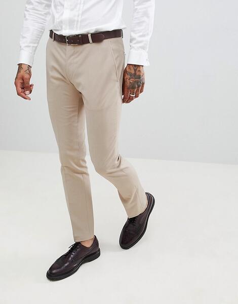 Бежевые супероблегающие брюки Twisted Tailor wedding - Бежевый 1225913