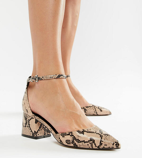Туфли на каблуке с острым носком и рисунком змеиной кожи ASOS DESIGN S 1275850