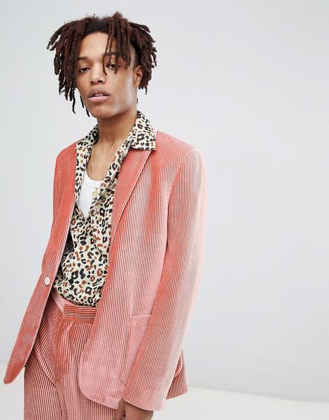 Розовый бархатный облегающий пиджак ASOS EDITION - Розовый 1191767
