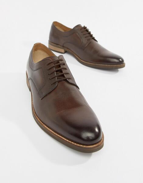 Коричневые кожаные туфли на шнуровке с подошвой натурального цвета ASO ASOS DESIGN 1248890