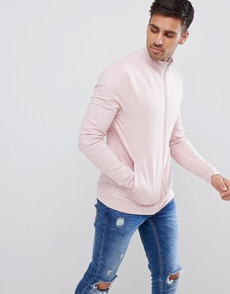 Розовая облегающая трикотажная спортивная куртка ASOS DESIGN - Розовый 1228314
