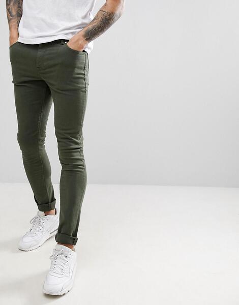 Зеленые супероблегающие джинсы ASOS DESIGN - Зеленый 1226795