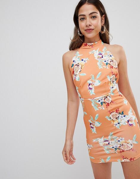 Платье с халтером и принтом Missguided - Оранжевый 1286148