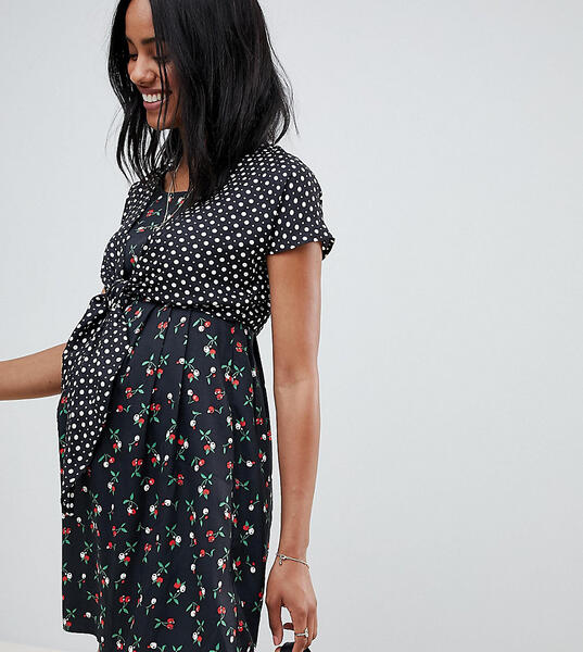 Платье мини с запахом и принтом для кормящих мам ASOS DESIGN Maternity Asos Maternity 1259203