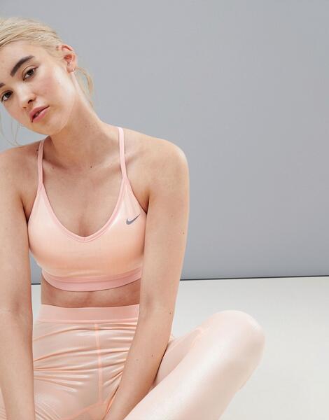Бюстгальтер цвета розовый металлик Nike Training - Розовый 1201675