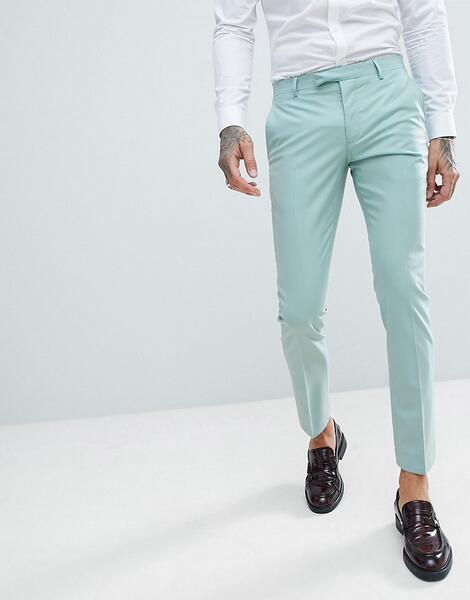 Светло-зеленые супероблегающие брюки Twisted Tailor Wedding - Зеленый 1225911