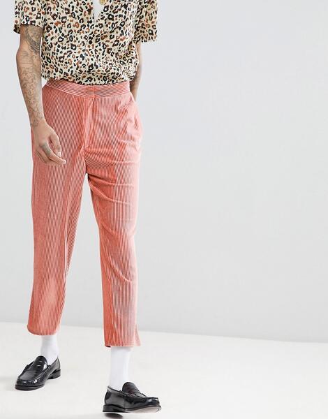 Суженные брюки из розового бархата с накладными карманами ASOS EDITION 1191772