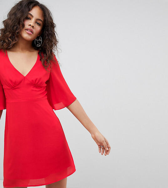 Платье мини с оборками на рукавах Fashion Union Tall - Красный 1252302