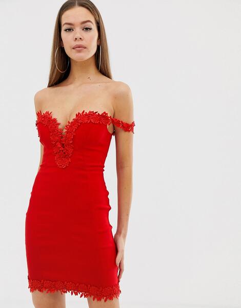 Платье с кружевной отделкой Rare London - Красный 1292138