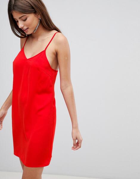 Атласное платье мини на бретельках Fashion Union - Красный 1252192