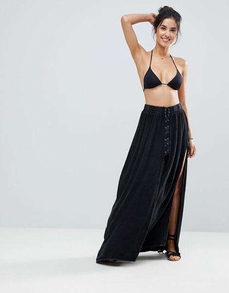 Пляжная юбка макси на шнуровке Surf Gypsy - Черный 1250180