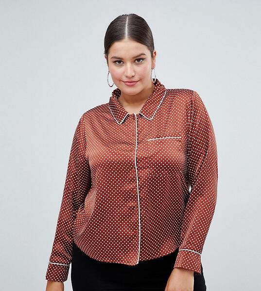 Атласная блузка в горошек Missguided Plus - Красный 1281423