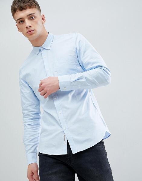 Голубая оксфордская рубашка классического кроя Pull&Bear - Синий 1287087