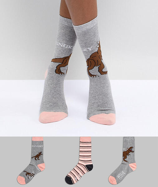 3 пары носков с надписью Hangry Sock Shop - Мульти 1281452