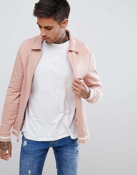 Розовая куртка Харрингтон с белой отделкой ASOS DESIGN - Розовый 1228340