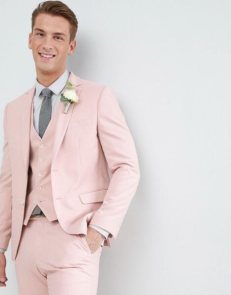 Светло-розовый пиджак скинни Moss London Wedding - Розовый MOSS BROS 1226325