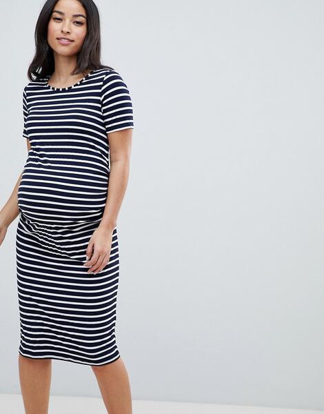 Трикотажное облегающее платье в полоску Bluebelle Maternity 1296583