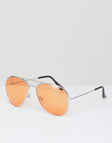 Солнцезащитные очки-авиаторы с оранжевыми стеклами 7x - Серебряный 1220579