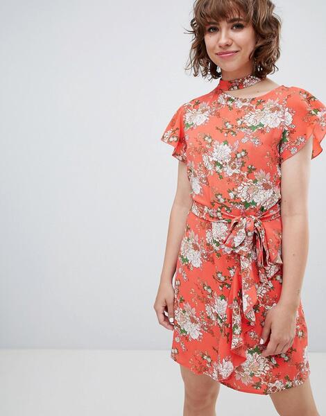Чайное платье с цветочным принтом и оборкой Walter Baker - Розовый 1220207