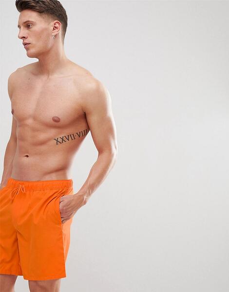 Оранжевые шорты для плавания средней длины ASOS DESIGN - Оранжевый 1198165