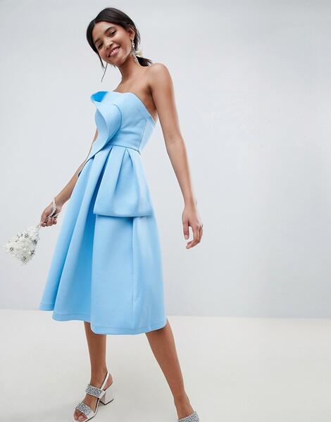 Платье для выпускного с топом в стиле оригами ASOS DESIGN - Синий 1287985