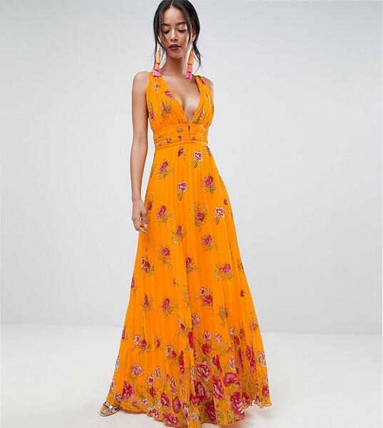 Плиссированное платье макси с цветочным принтом ASOS DESIGN Tall Asos Tall 1247468