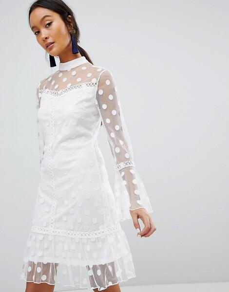 Сетчатое платье в горошек Parisian - Белый 1250384