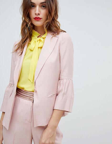 Приталенный пиджак с расклешенными рукавами Sisley - Розовый 1274009