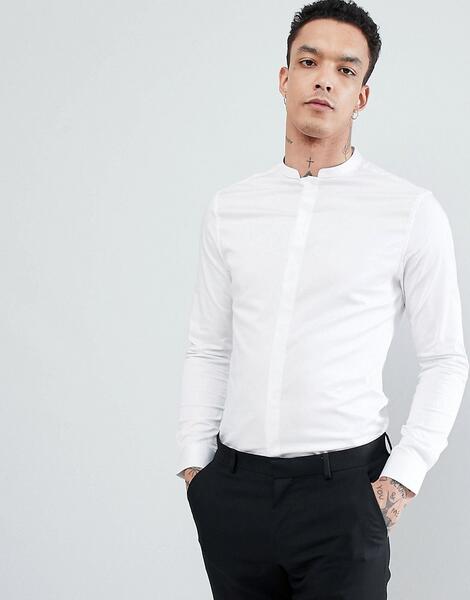 Облегающая рубашка с воротником-стойкой ASOS DESIGN - Белый 1214833