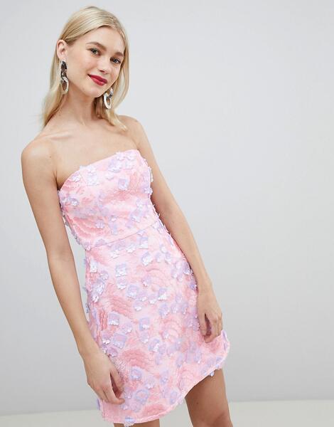 Платье мини А-силуэта с 3d цветами премиум класса ASOS DESIGN 1246161
