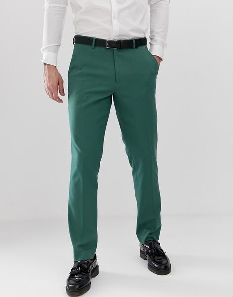 Зеленые узкие брюки ASOS DESIGN Wedding - Зеленый 1205508