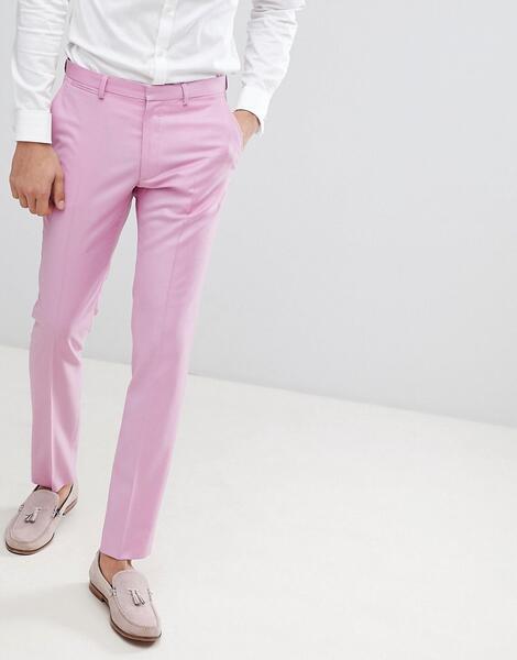 Розовые брюки скинни из 100% шерсти ASOS DESIGN Wedding - Розовый 1191805