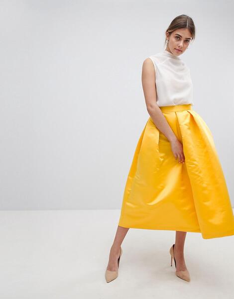 Пышная юбка миди для выпускного Closet London - Желтый 1274072