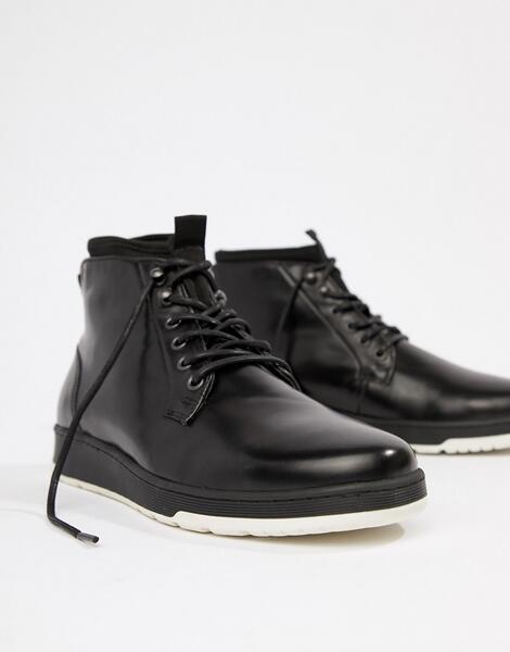 Черные кожаные ботинки со шнуровкой ASOS DESIGN - Черный 1246968