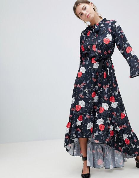 Платье миди с цветочным принтом Uttam Boutique - Черный 1253985