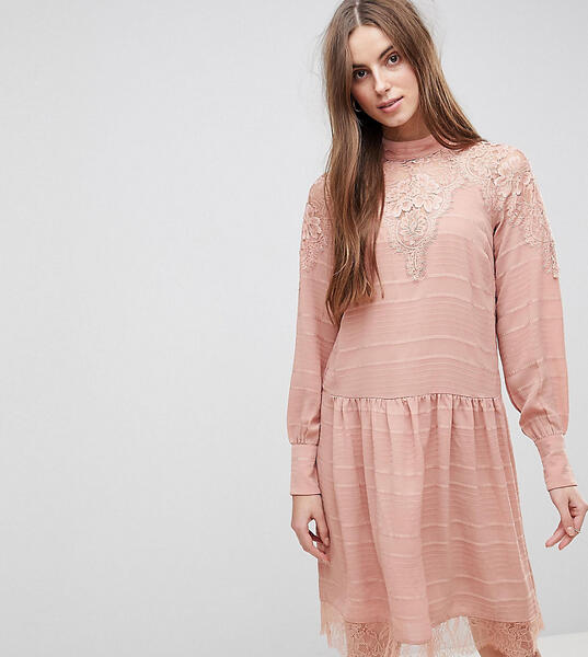 Свободное платье с кружевной отделкой Y.A.S Tall - Розовый 1237816