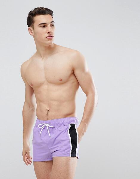 Фиолетовые короткие шорты для плавания с лентой по бокам ASOS ASOS DESIGN 1202104