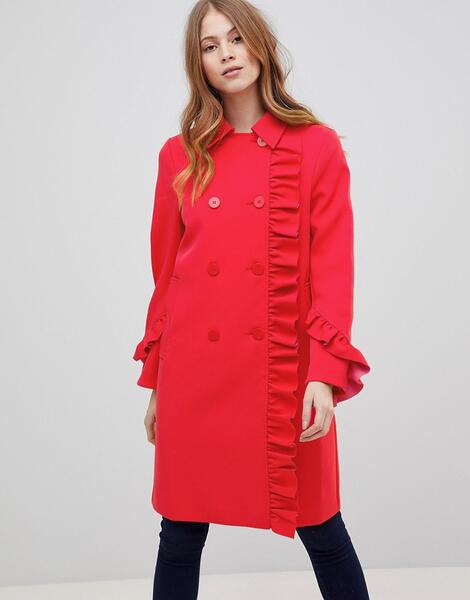 Пальто с оборками ASOS DESIGN - Красный 1203133