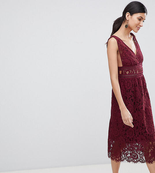 Кружевное короткое приталенное платье Y.A.S Tall - Красный 1237824
