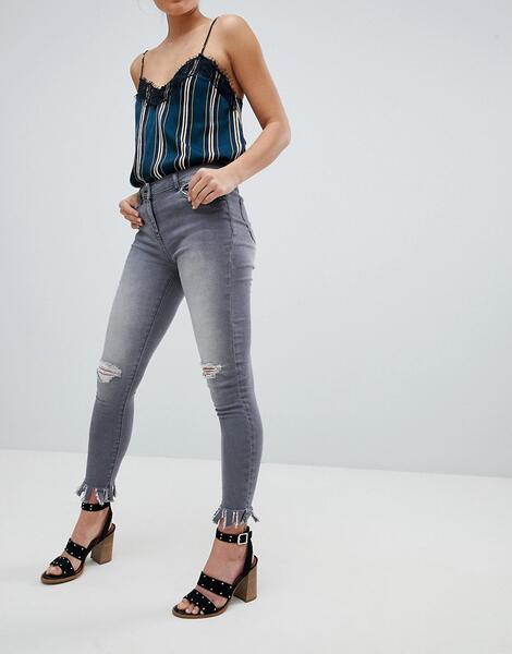 Состаренные джинсы скинни с прорехами Parisian - Серый 1240163