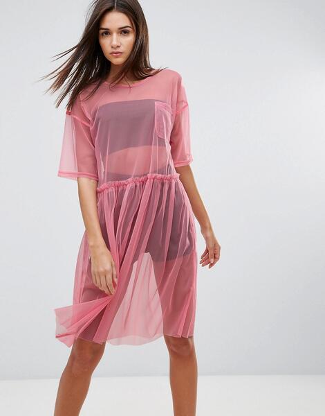 Сетчатое платье миди Uncivilised - Розовый 1092529