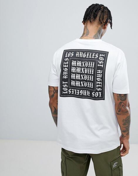 Белая свободная футболка с принтом Los Angeles на спине ASOS DESIGN 1190587