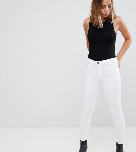 Белые джинсы скинни с завышенной талией ASOS DESIGN Petite - Белый Asos Petite 1142219