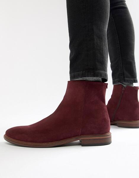 Бордовые замшевые ботинки челси с натуральной подошвой ASOS - Красный ASOS DESIGN 1219626