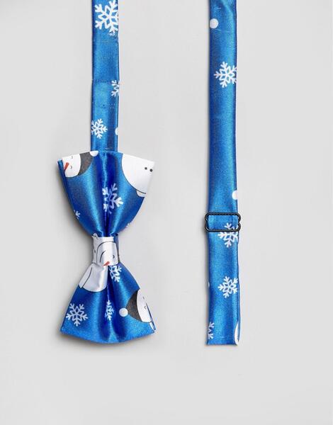 Новогодний галстук-бабочка с принтом 7X - Синий 1159802