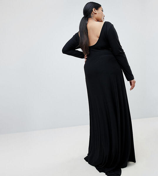 Черное платье макси с открытой спиной Fashionkilla Plus - Черный 1261515