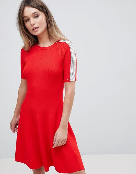 Короткое приталенное платье Tommy Hilfiger - Красный 1242495