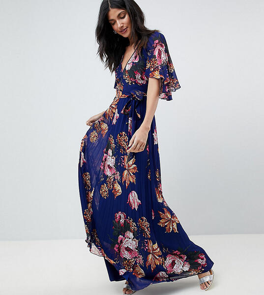 Плиссированное платье макси с цветочным принтом ASOS TALL 1213035