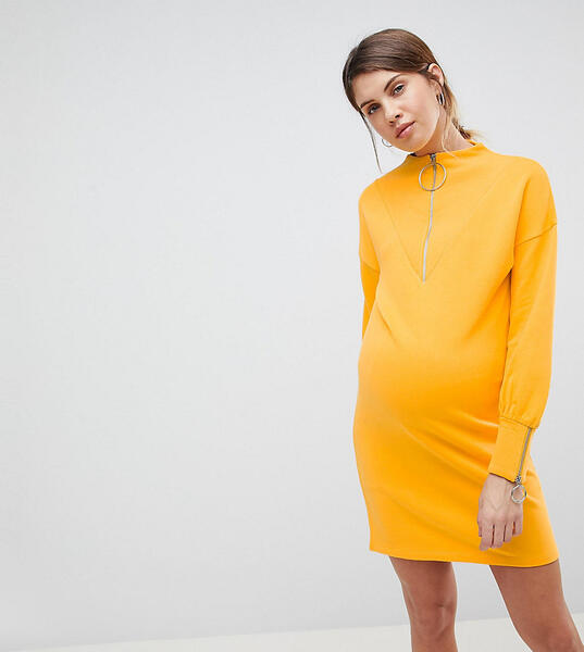 Трикотажное платье для кормящих мам с молнией ASOS MATERNITY - Желтый ASOS Maternity - Nursing 1211690