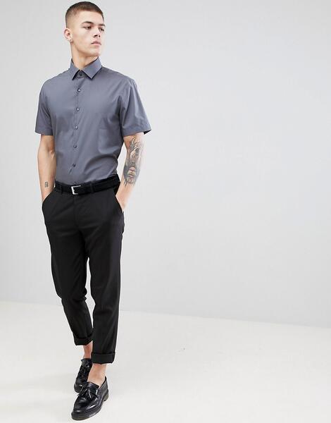 Строгая приталенная рубашка с короткими рукавами Calvin Klein - Серый 1258532